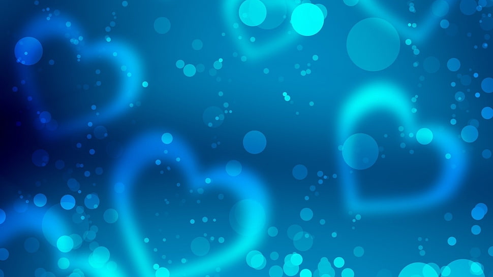 blue hearts graphic wallpaper HD wallpaper