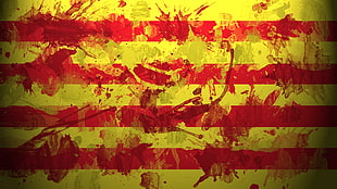 yellow and red stripe abstract painting