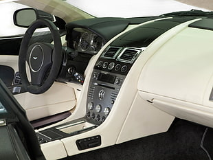 white and black car interior
