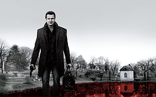 Liam Neeson holding pistol HD wallpaper