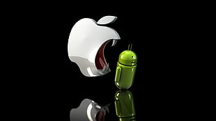 Android and Apple logo, Apple Inc., Android (operating system), render, 3D HD wallpaper