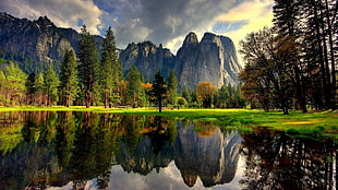 landscape photography of mountains, reflection, water, nature, mountains