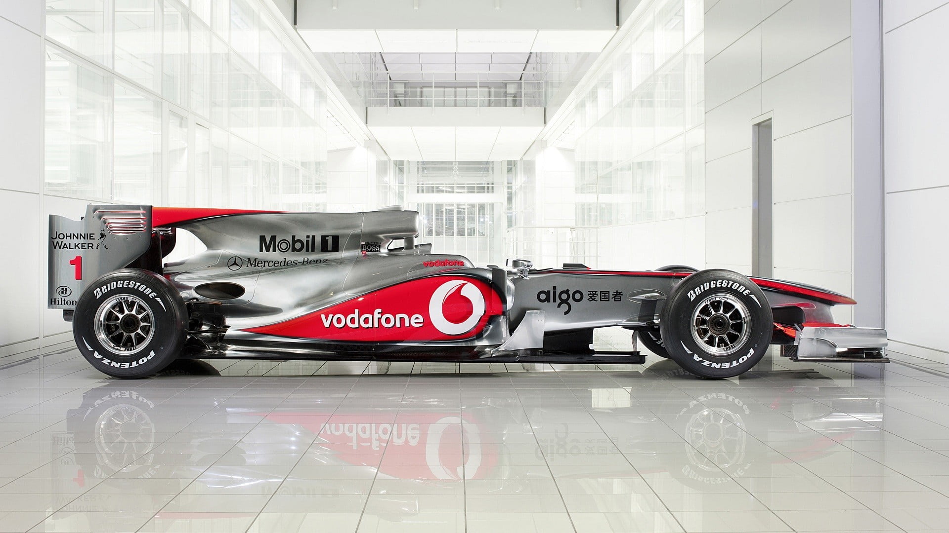 silver and red F1 car, Formula 1, McLaren Formula 1