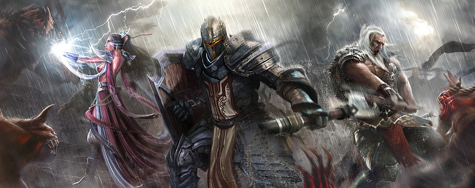 three people in armor digital wallpaper, fantasy art, Diablo III, Diablo, video games HD wallpaper