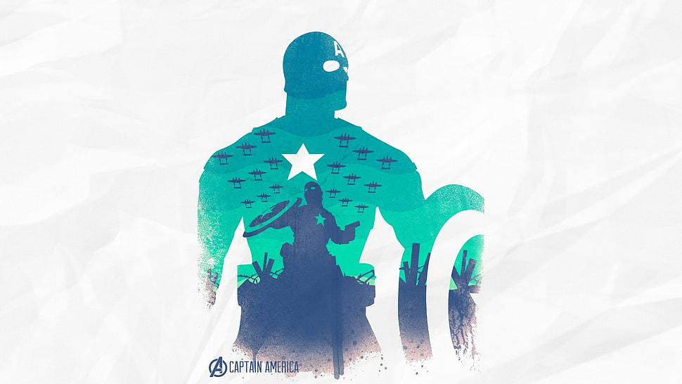 green Captain America graphic wallpaper with white background HD wallpaper