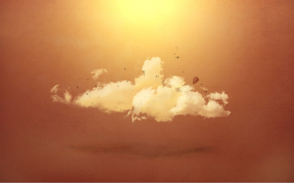 white clouds, artwork, clouds, digital art HD wallpaper