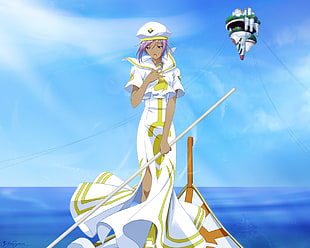 anime in white and yellow costume