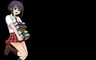 woman anime character holding books