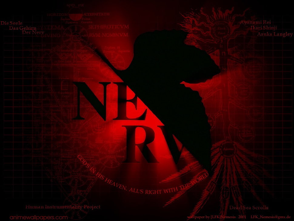 black and red digital wallpaper, Nerv, red, Neon Genesis Evangelion, anime HD wallpaper