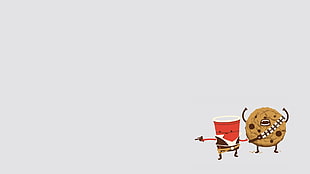 illustration of red cup and cookie, minimalism, Star Wars, Han Solo, Chewbacca
