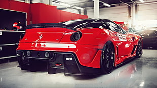 red Ferrari sports coupe, car, Ferrari, Ferrari 599XX, red cars