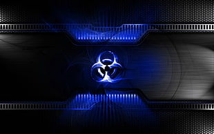 black biohazard logo digital wallpaper