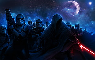 Star Wars animated illustration, Star Wars, artwork, science fiction, stormtrooper HD wallpaper