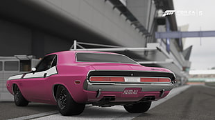 pink coupe, car, muscle cars, Dodge, Dodge Challenger HD wallpaper