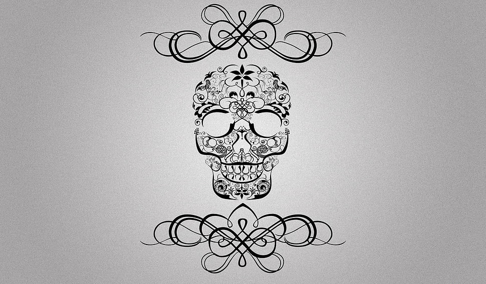 black sugar skull illustration HD wallpaper