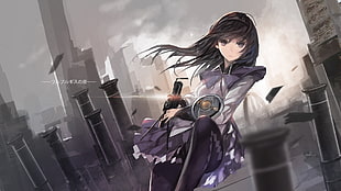 black haired female character HD wallpaper