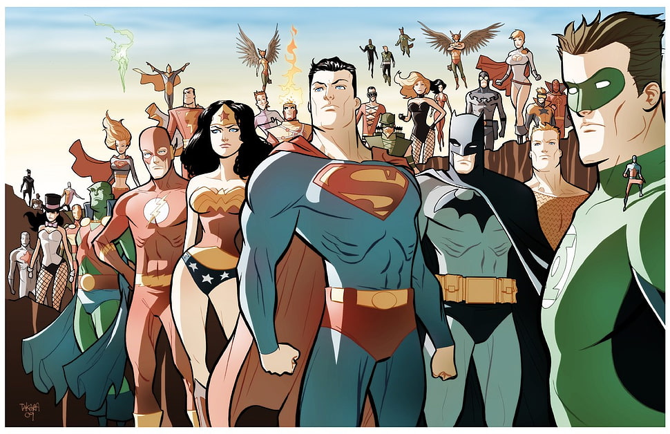 Justice League animated illustration HD wallpaper