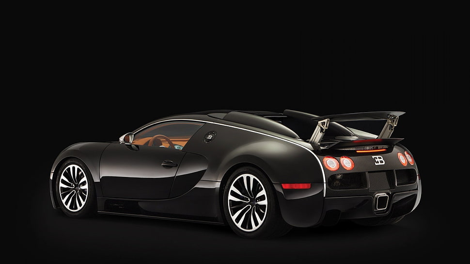 black Bugatti sports coupe, Bugatti Veyron, Bugatti, car, vehicle HD wallpaper