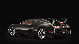 black Bugatti sports coupe, Bugatti Veyron, Bugatti, car, vehicle