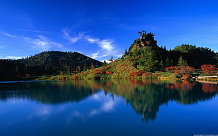 body of water near mountain, nature, lake, trees, reflection