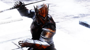 black and gray soldier, video games, The Elder Scrolls V: Skyrim, warrior, sword
