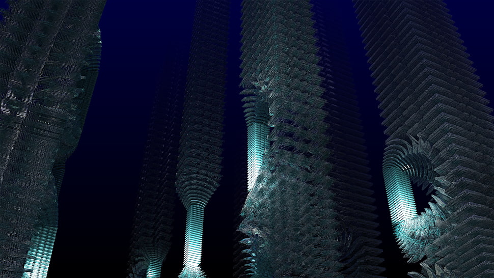 abstract, CGI, blue, skyscraper HD wallpaper
