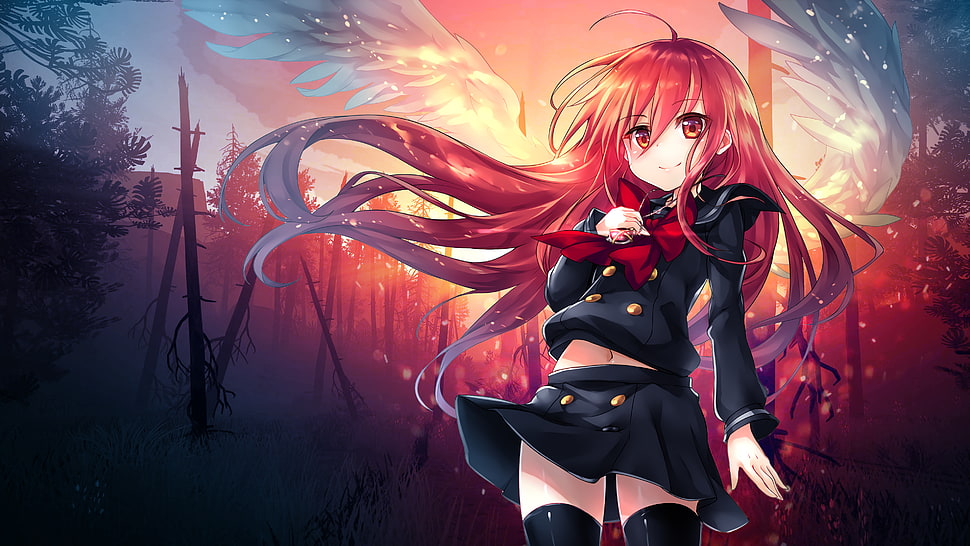 red haired female anime character wallpaper HD wallpaper