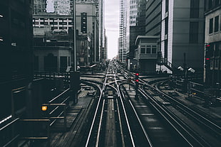 gray rail road, Chicago, railway, USA, signal