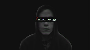 F Society text overlay, Mr. Robot, Elliot (Mr. Robot), TV, fsociety