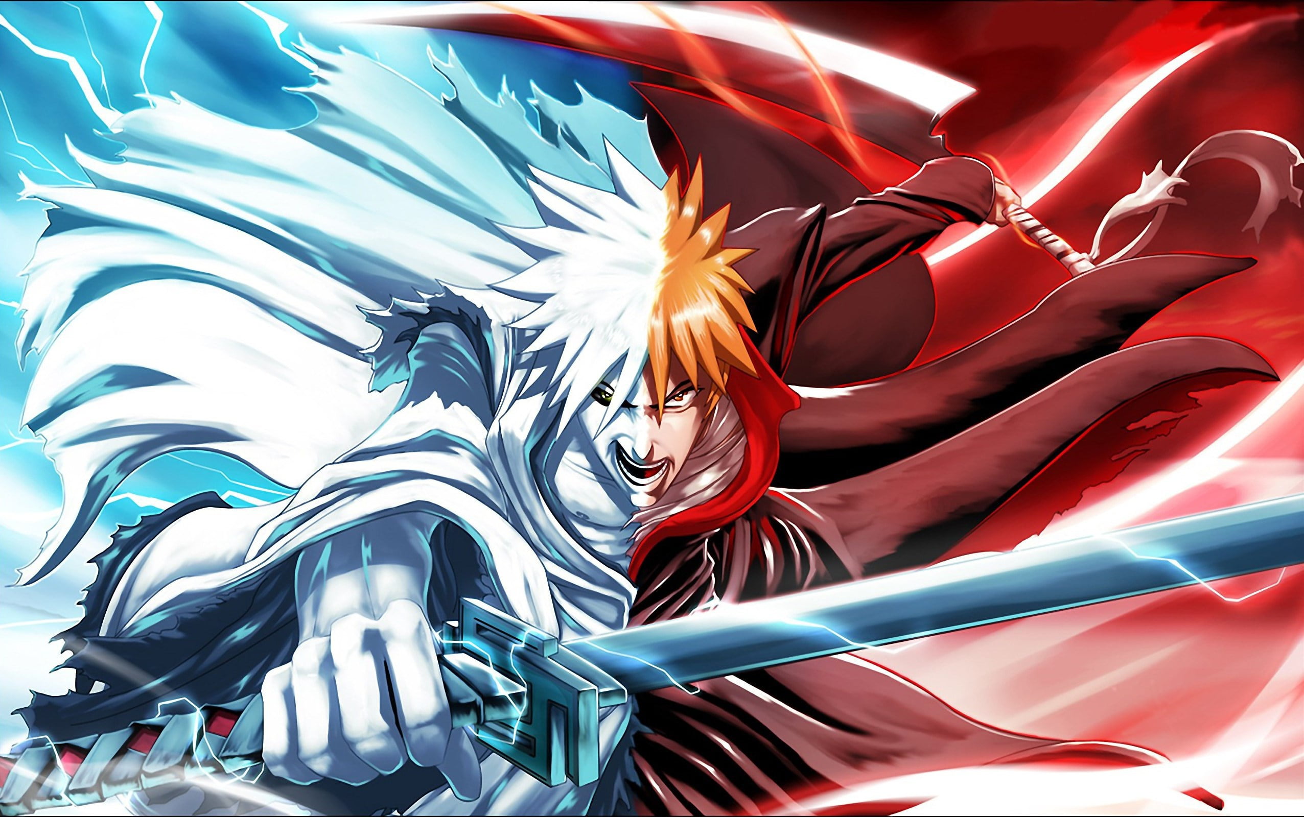 Itchigo Kurosaki from Bleach digital wallpaper, anime, anime boys, blonde, sword