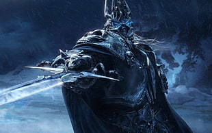 black knight holding sword illustration HD wallpaper