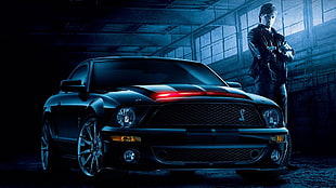 man standing near car wallpaper, car, Knight Rider, Shelby Cobra, K.I.T.T.