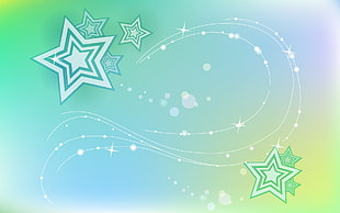 green and blue stars digital wallpaper