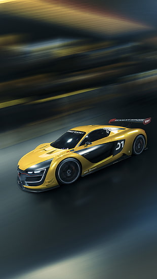 yellow racing die-cast toy car, Renault Sport R.S. 01, car, vehicle, race cars HD wallpaper