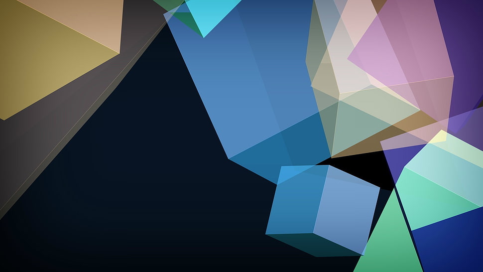 white and blue wooden table, digital art, cube HD wallpaper