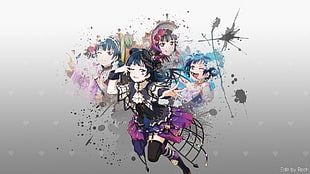 four female anime character digital wallpaper, Love Live! Sunshine, colorful