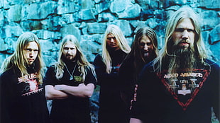 men's black crew-neck shirt, music, metal music, Amon Amarth, Vikings