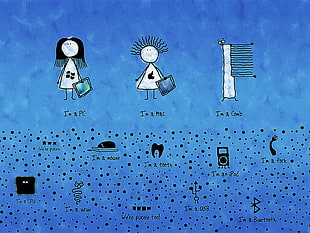 In a PC , In a Mac, In a comb illustration HD wallpaper