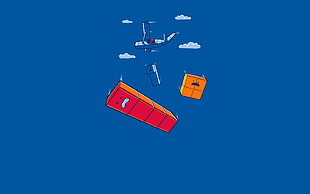 plane with cargo illustration, threadless, Tetris, airplane, clouds