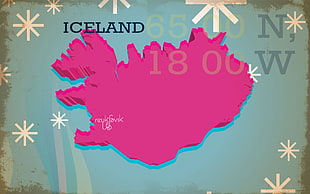 pink Iceland map photo HD wallpaper