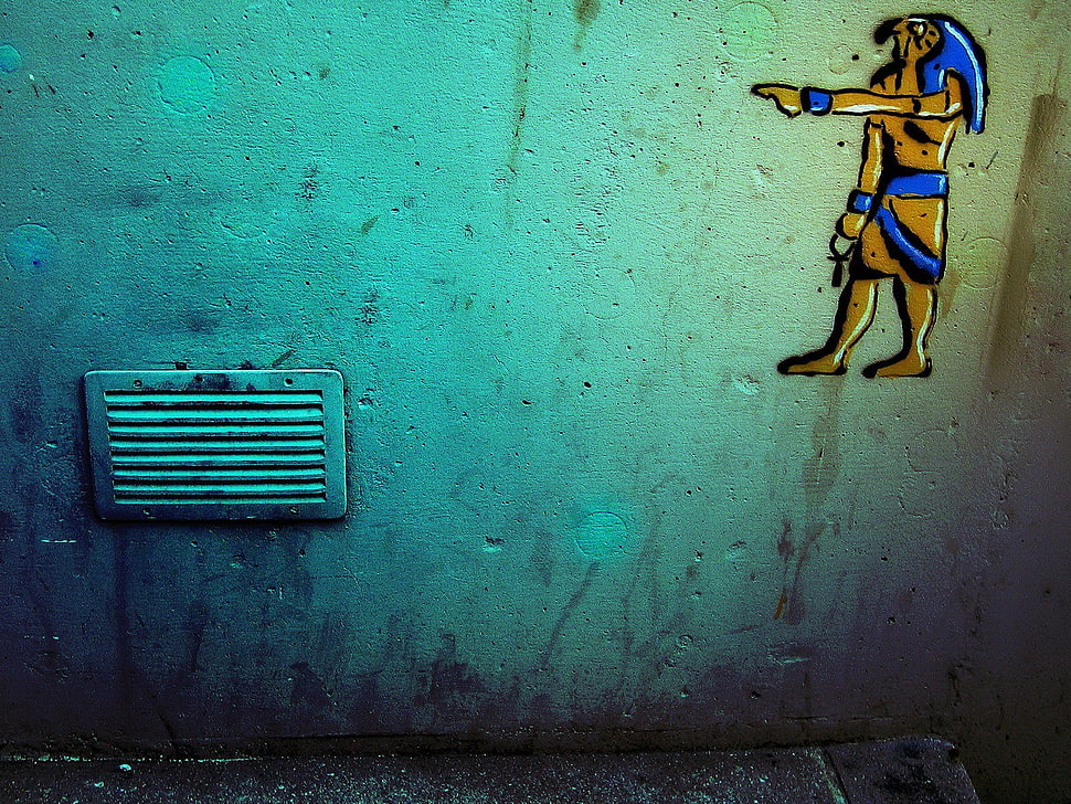 white metal air vent, graffiti, Egypt, wall HD wallpaper