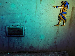 white metal air vent, graffiti, Egypt, wall