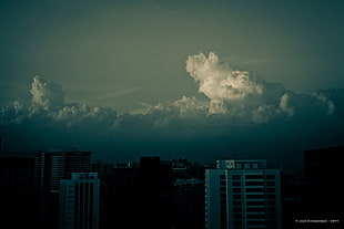 white clouds, clouds, building