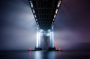 low angel photography of gray concrete bridge, brooklyn HD wallpaper
