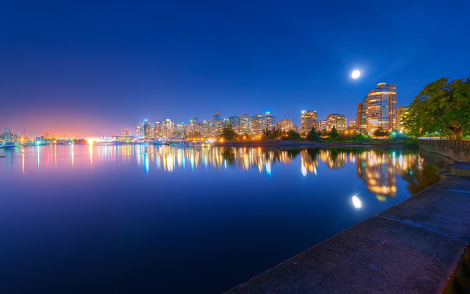 City Skyline at night HD wallpaper