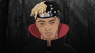 man character, XXXTENTACION, Naruto Shippuuden, forest, naruto akatsuki HD wallpaper