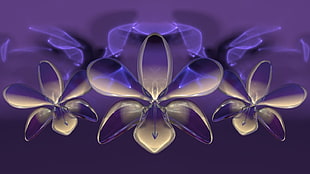 gray and purple flower digital illustration, abstract, flowers, TylerXy, render