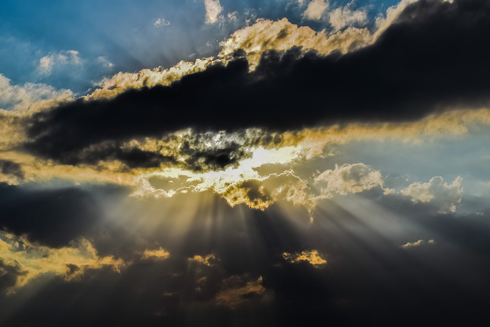 blue sunny sky, Clouds, Overcast, Light HD wallpaper