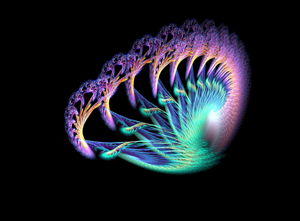 green and pink 3D illustration HD wallpaper