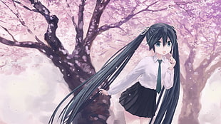 black haired female anime character poster